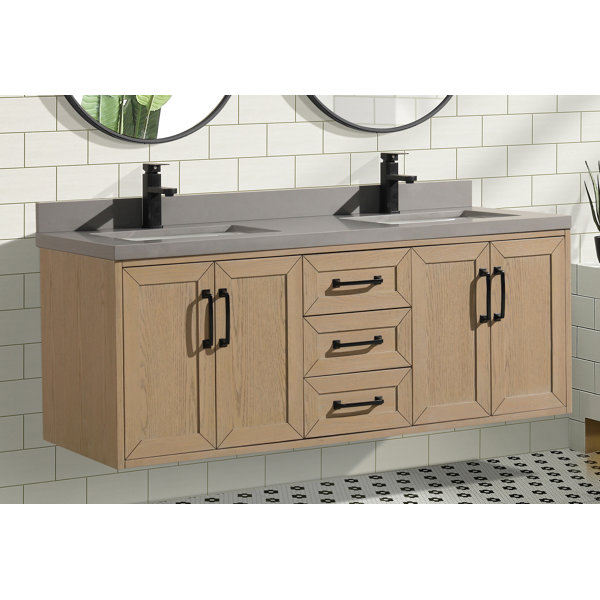 Birch Lane™ Carrollton 55'' Double Bathroom Vanity with Quartz Top